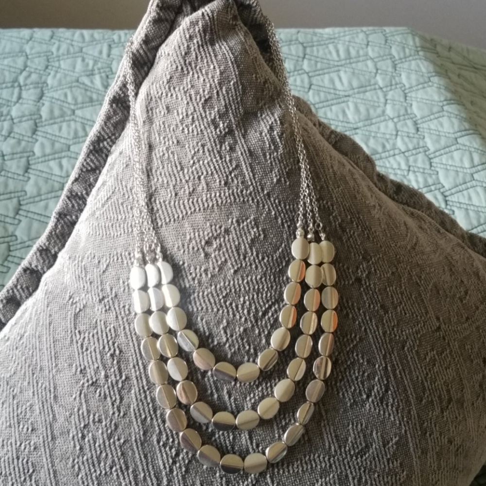 Silver three stand necklace